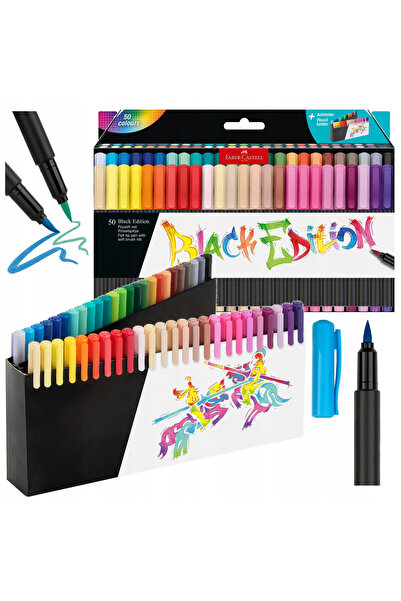 OEM Set 50 Markere Faber-Castell Black Edition, Pensule, Culori Diverse