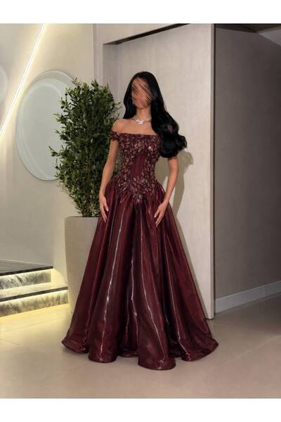 Calissa Store Luxury Off-Shoulder Corset Gown with Embroidered Fluffy Skirt E...