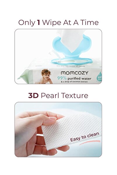 Momcozy Pachet 4 buc x 60 Servetele Umede pe baza Apa , Hipoalergenice , Fara...