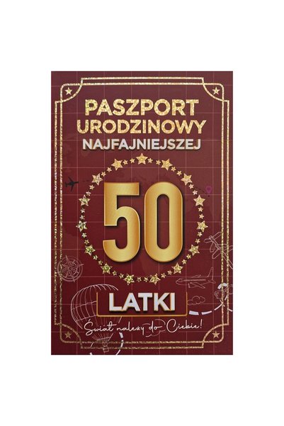 Yeku Felicitare tip pasaport Nowy Paszport, elegant, pentru 50 de ani, Multic...