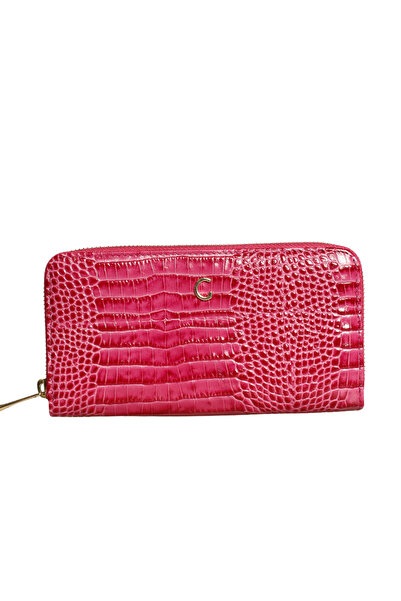 Platin Pink Leather Crocodile Print Women's Wallet