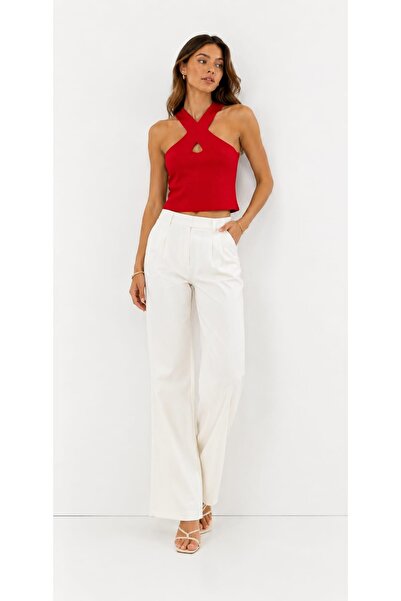 onno style women Sleeveless Strappy Cross-Neck Tricot Women's Bluz