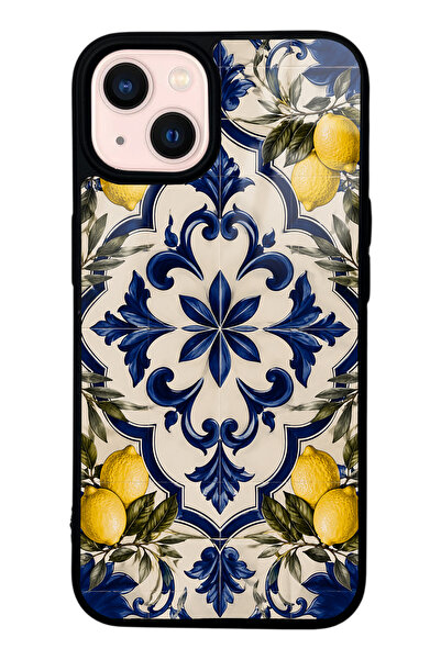 Spoyi iPhone 13 Royal Lemon Mosaic Tasarımlı Glossy Telefon Kılıfı