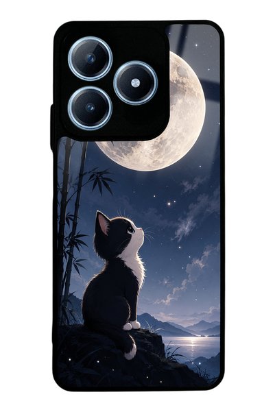 Spoyi حافظة هاتف لامعة بتصميم Realme C63 Moon Guardian Kitty