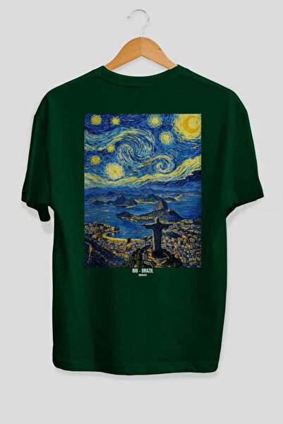 Ankhises Μπλουζάκι Rio Brazil Green Oversize Country City με στάμπα στην πλάτ...