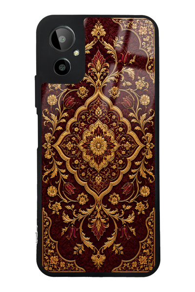 Spoyi Gm 23 SE Burgundy Ottoman Gold Tasarımlı Glossy Telefon Kılıfı