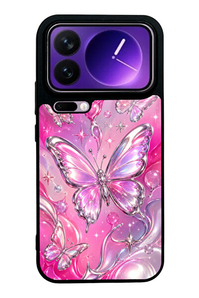 Spoyi Xiaomi 17 Pro Max Pink Prism Butterfly Tasarımlı Glossy Telefon Kılıfı