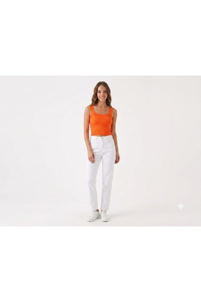 onno style women Sleeveless Strappy Square Neck Terry Knitted Women's Blouse
