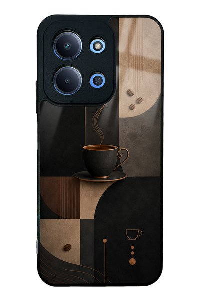 Spoyi حافظة هاتف Xiaomi Redmi 15C باللون الأسود اللامع بتصميم قهوة موكا