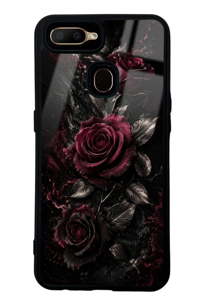 Spoyi حافظة هاتف لامعة بتصميم ورود أوبسيديان بورجوندي لهاتف أوبو A5s