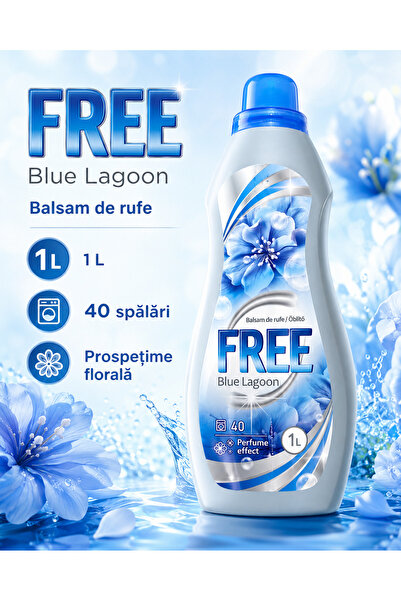 FREE Balsam de rufe Blue Lagoon, 1 L, 40 spălări, efect parfumat