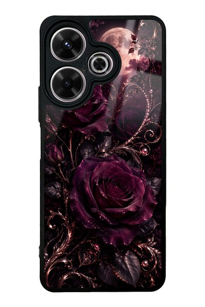 Spoyi Xiaomi Redmi 13 4g Moonlit Burgundy Rose Design Glossy Phone Case