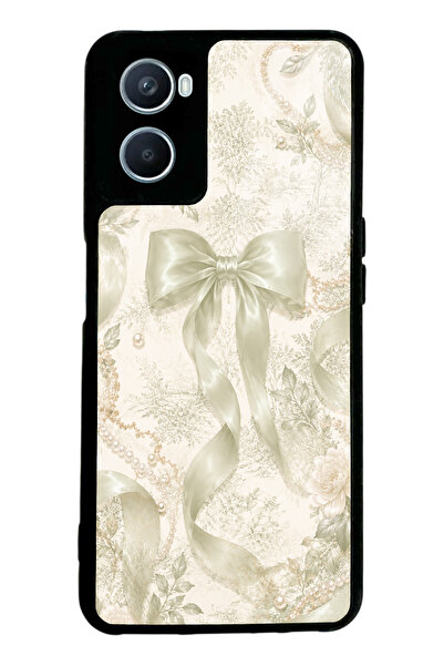 Spoyi Oppo A96 Ivory Pearl Bow Tasarımlı Glossy Telefon Kılıfı