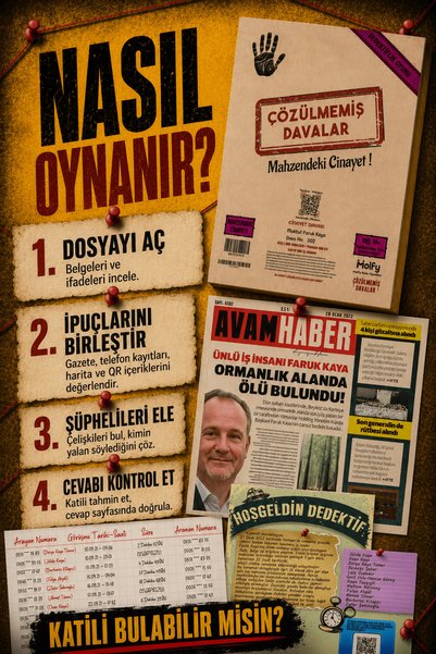 çözülmemiş davalar Mahzendeki Cinayet Dedektif Oyunu Cinayet Çözme Oyunu Kutu Oyunu Kutu Oyunları Zeka Oyunları Oyuncak