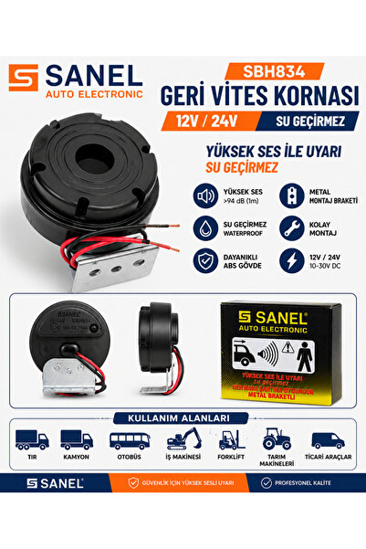 YTO SBH834 GERİ VİTES KORNASI 12V 24V SU GEÇİRMEZ YÜKSEK SESLİ METAL BRAKETLİ...