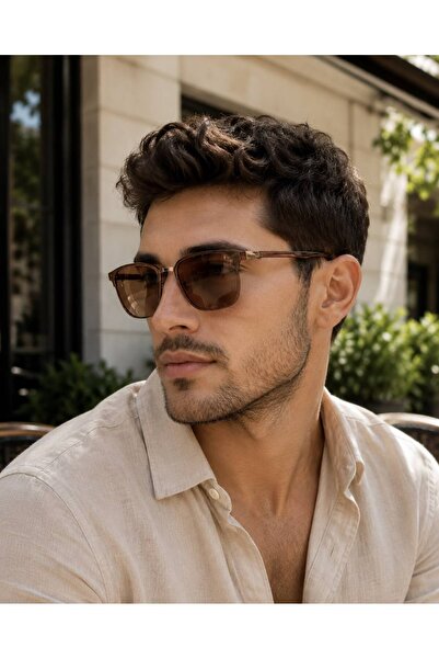 FASHION Ochelari de Soare Bărbați Polarizați UV400 – Ramă Maro Transparent, D...
