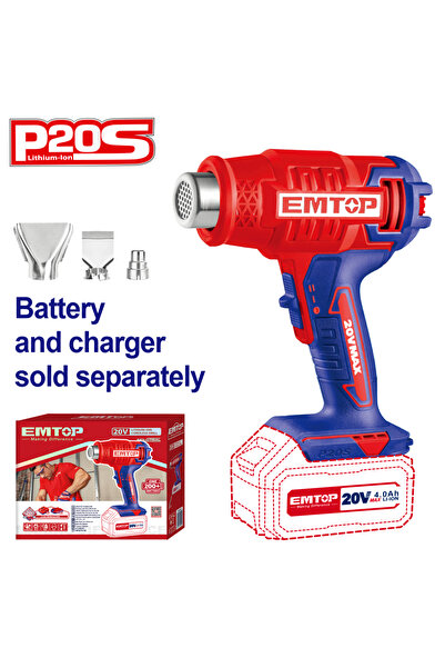 NO BRAND Πιστόλι θερμού αέρα μπαταρίας λιθίου Emtop 550 °C με τάση 20V ehgn20...