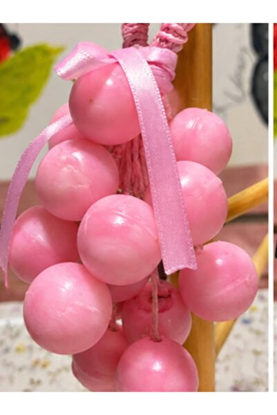 umay hatun soap pembe çilek kokulu sabun - hasır ipli kurdeleli üzüm salkım s...