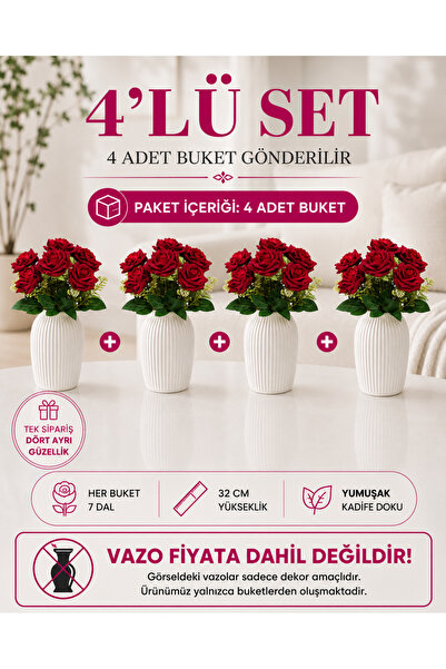 MD Aspiz Flowers 4 باقات من الزهور الاصطناعية، 7 باقات من الورد الأحمر المخمل...