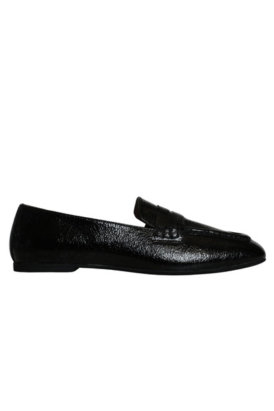 Platin Black Patent Leather Women's Ballerinas