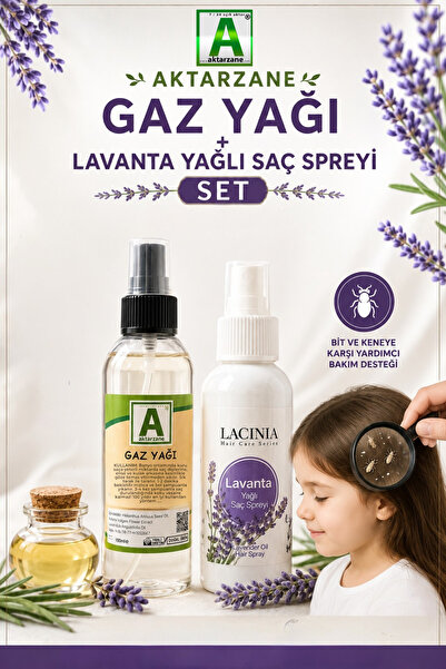 Aktarzane Gaz Yağı + Lavanta Yağlı Saç Spreyi Seti Bit İçin..Temizleme Çocukl...
