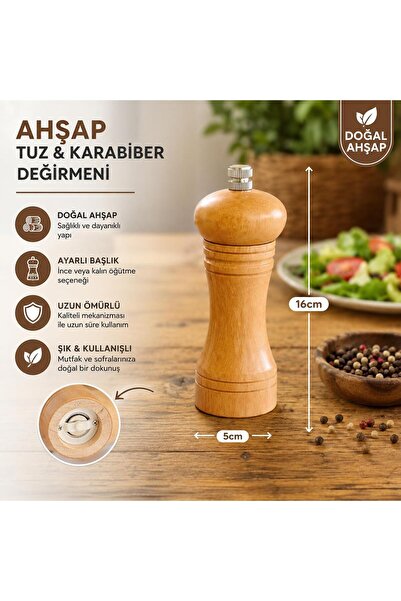 BİZ ZÜCCACİYE Bamboo Manual Salt & Pepper Grinder