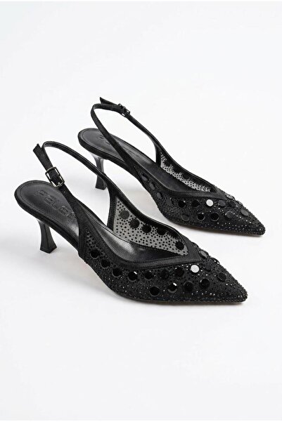 fort 129-2603 Tulle Sequin Stone Embroidered 6 cm Heel Height Comfortable Wom...