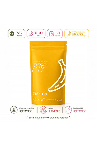 Narma Muz Dondurularak Kurutulmuş 50 Gr Freeze Dried Çıtır Muz Kuru Meyve Cip...