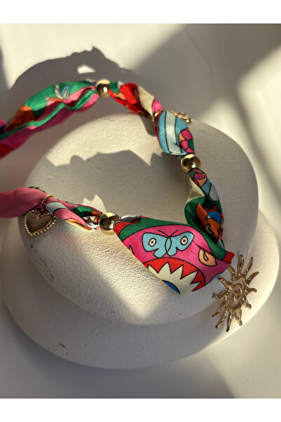 BHR AKSESUAR Women's Patterned Scarf Necklace with Sun Detail, Stylish Neck A...