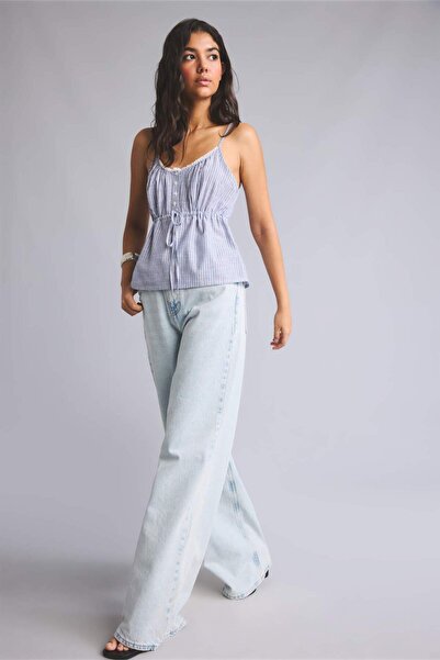 DeFacto Wide Leg High Waist Light Blue Jean Trousers I1919Ax26Au