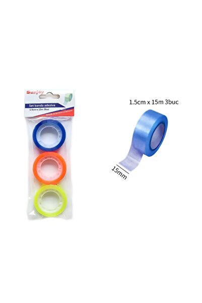 SUNJOY Set 3 Bănzi Adezive Transparente Colorate, Adeziune Puternică Fără Urm...