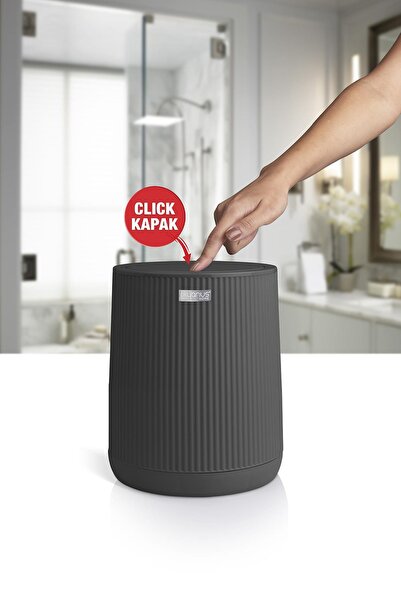 Okyanus Home Gizli Poşet Sistemli \ Click Kapaklı Çöp Kovası - Antrasit