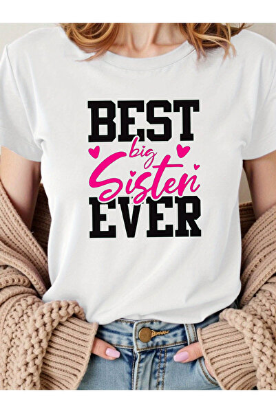 Astogria13 تي شيرت نسائي مطبوع عليه BEST big Sister EVER |   قميص كاجوال برقب...