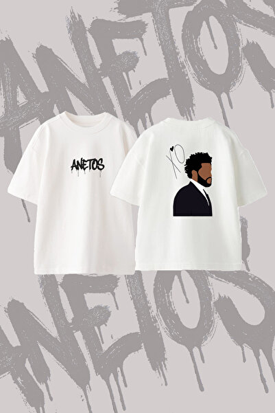 Anetos The Weeknd_7 Design Back Printed Cotton White Oversize T-Shirt
