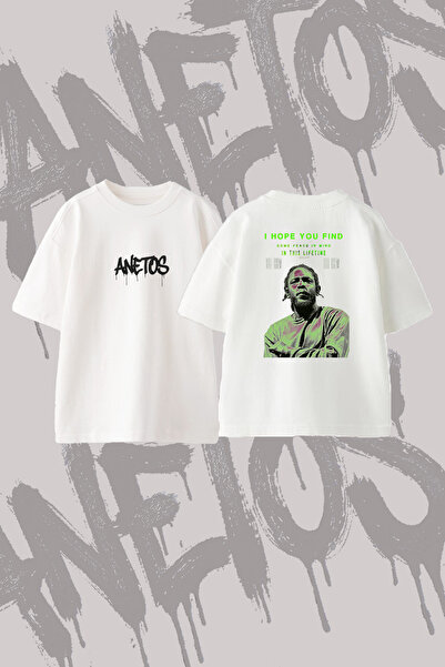Anetos Kendrick Lamar_17 Design Back Printed Cotton White Oversize T-Shirt