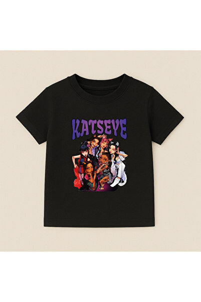 SVART WEAR تي شيرت قطني مطبوع عليه Katseye برقبة دائرية وأكمام قصيرة للأطفال ...