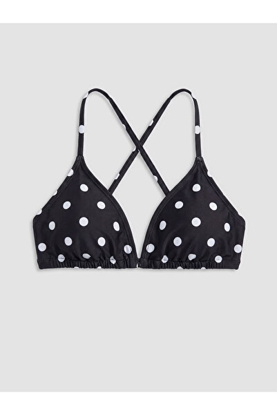 LC Waikiki Siyah Puantiyeli Çıkarılabilir Pedli Kadın Bikini Üstü