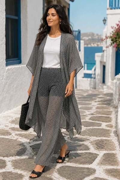 ileenofficial Desenli Dantel Kaftan