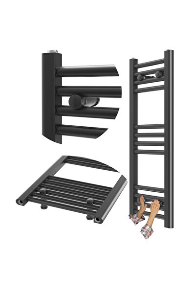 Granitan Radiator Baie Breno, Tip Scara, Ingust, 30x80 cm, Negru