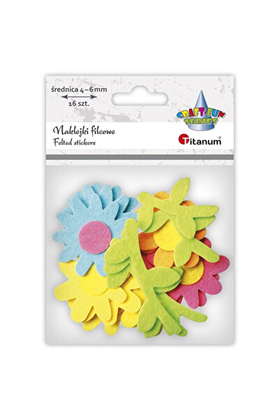 Titanum Autocolante din fetru 3D Titanum, flori, cu adeziv, Multicolor, 16 buc