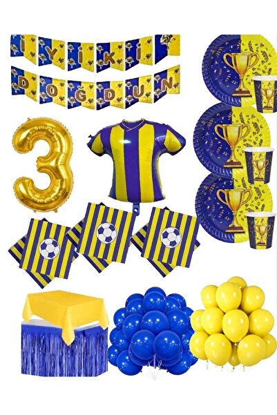 Mehca 24 Person Yellow Navy Blue (Fb) Fan Uniform 3-Year-Old Foil Birthday Co...