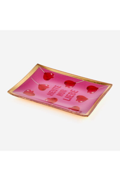 GIFT COMPANY Placă decorativă Liebe din sticlă roz 10X0,8X14,2 cm