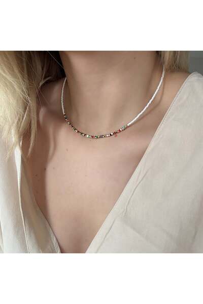 Alice İsstanbul Ortası Mix White Beaded Necklace