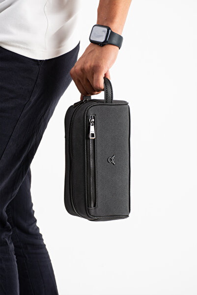 Çanta Sepetim Men's Canvas Fabric 3-Compartment Portfolio Shaving Bag