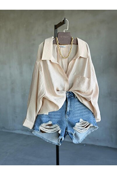 By Pakize Premium Düşük Omuzlu Oversize Gömlek