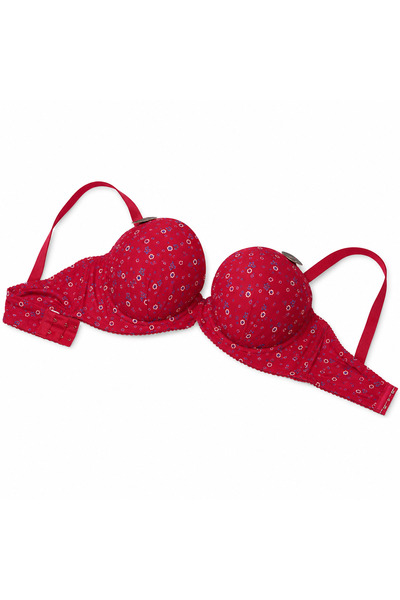 Generic Women's Pink Floral Patterned Bow Detailed Bra