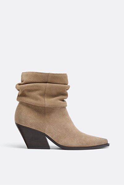 Stradivarius Deri slouchy kovboy topuklu bot