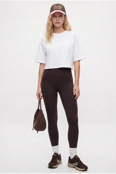 Ritnice Women's Danica Nano Fit High Waist Brown Leggings