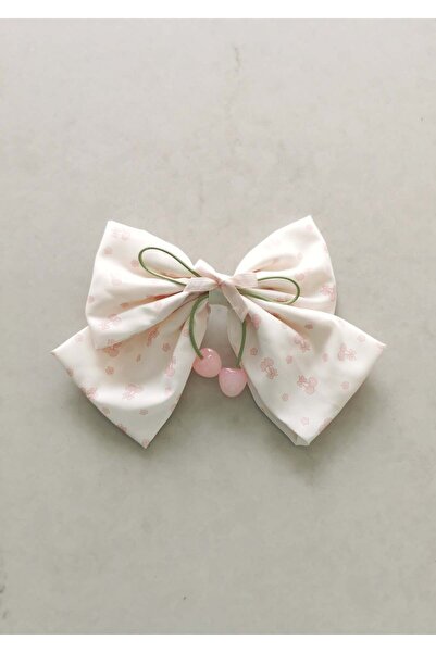 Halley Concept Vintage Cherry Detailed Pink Floral Patterned Bow Automatic Bu...