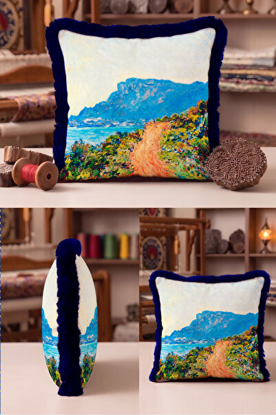 Evimde Bambaşka Landscape Sea Mountain Artistic Fringed Pillowcase - Coastal ...